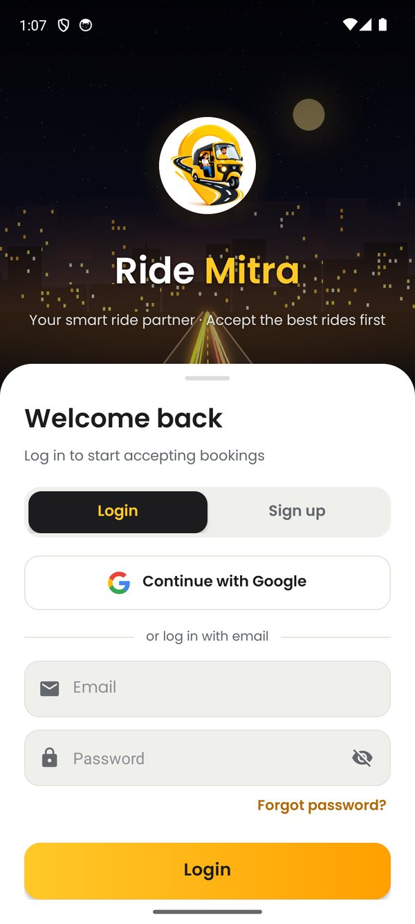 Login screen